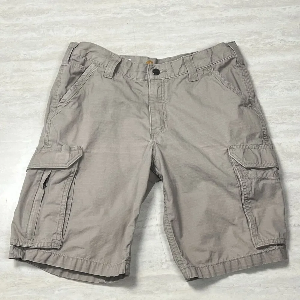 Carhartt Force Shorts Mens 32 Beige Ripstop Relaxed Fit Cargo Workwear